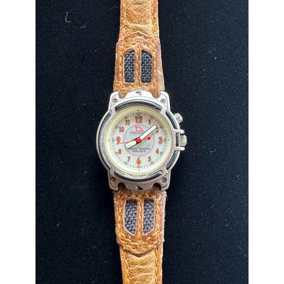 Freestyle Night Vision Watch - Silver Case | Cream Dial | Tan Leather Band | - Picture 1 of 6
